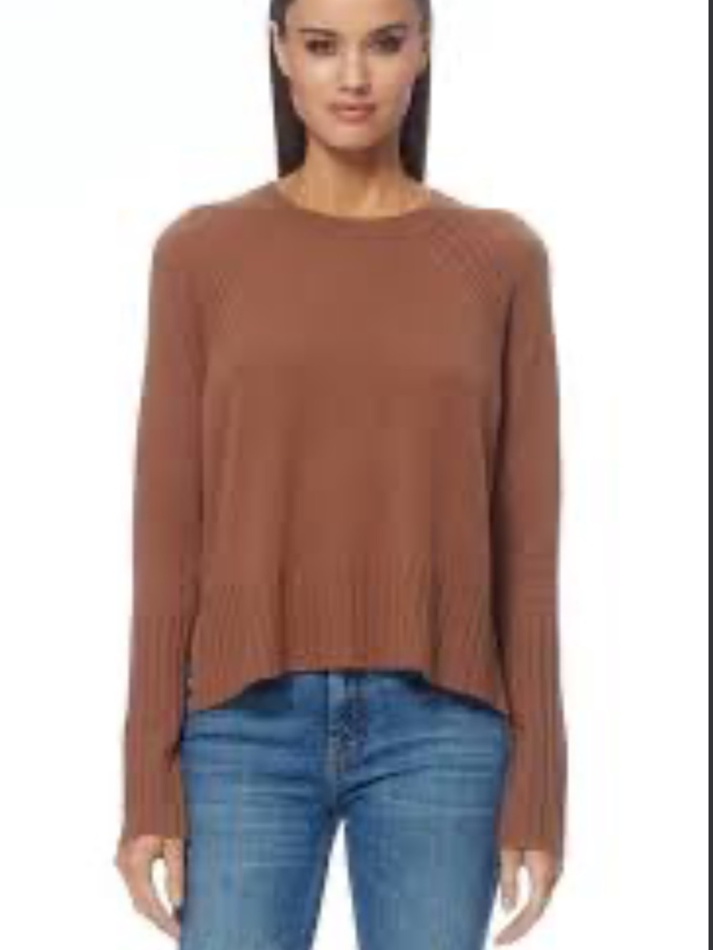 360 Cashmere Cropped Crewneck Sweater in Coral size large